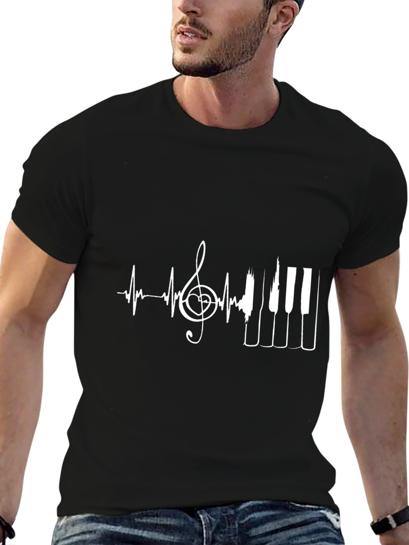 Music Heartbeat Piano Key T-Shirt - Stylish Graphic Tee