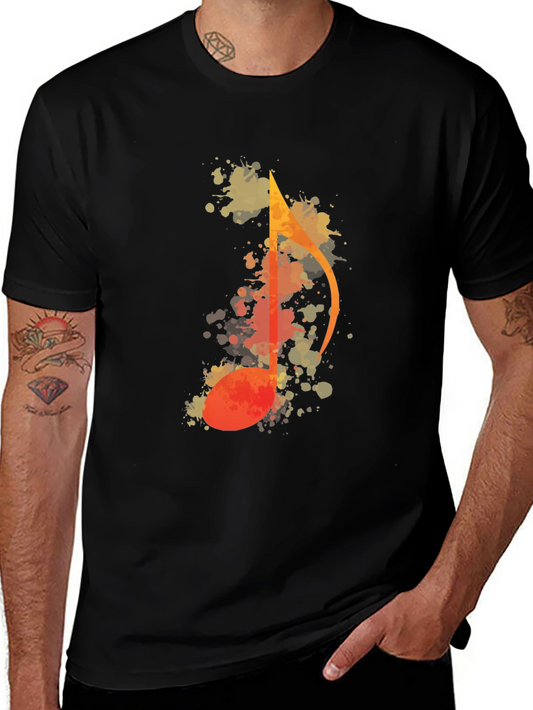 Music Note Watercolor Graphic Tee - Black
