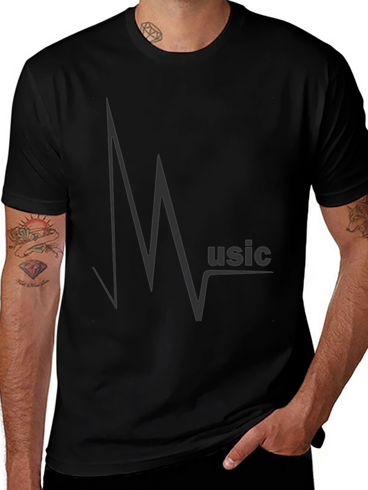 Music Heartbeat Graphic Black T-Shirt