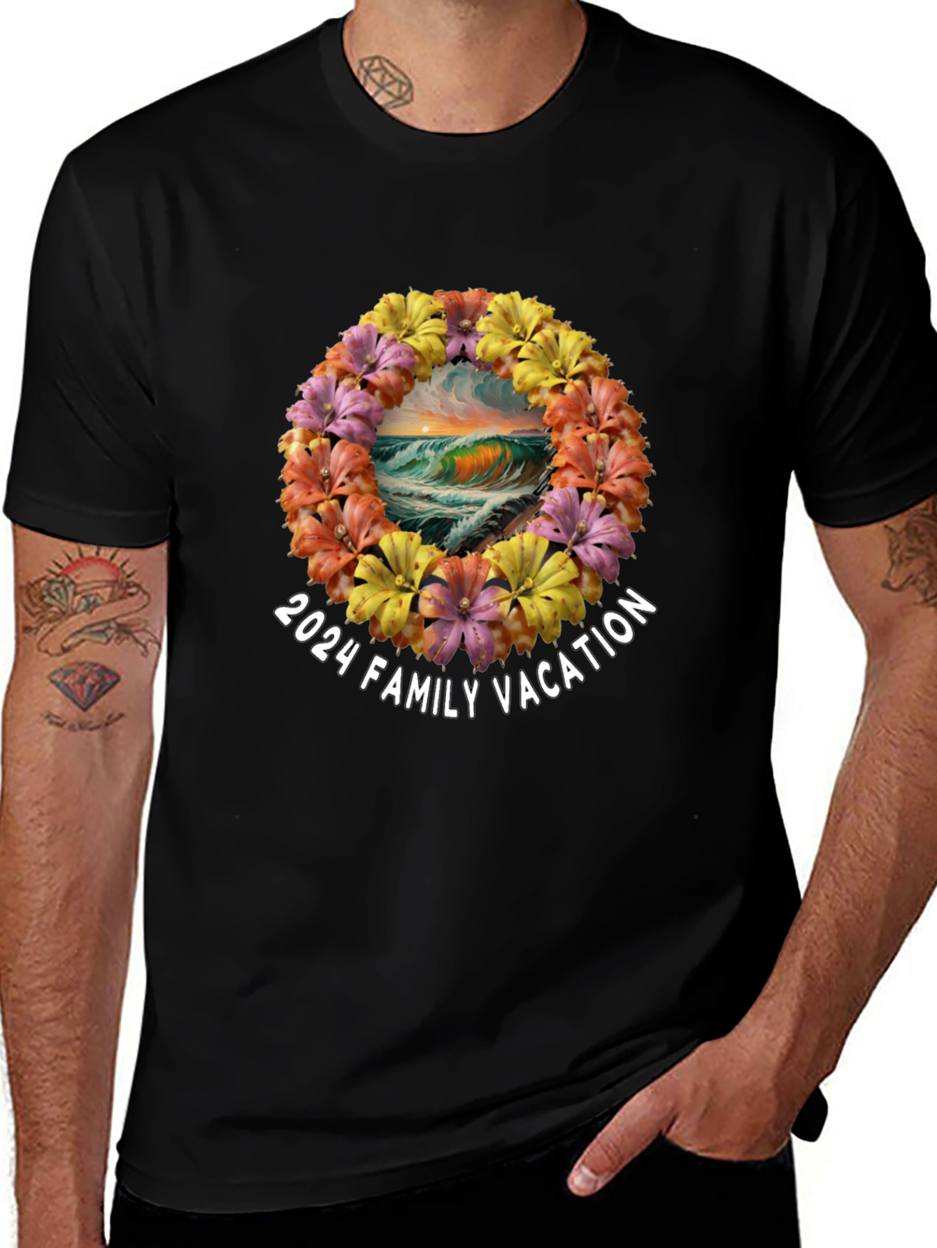 2024 Family Vacation Wave Flower T-Shirt