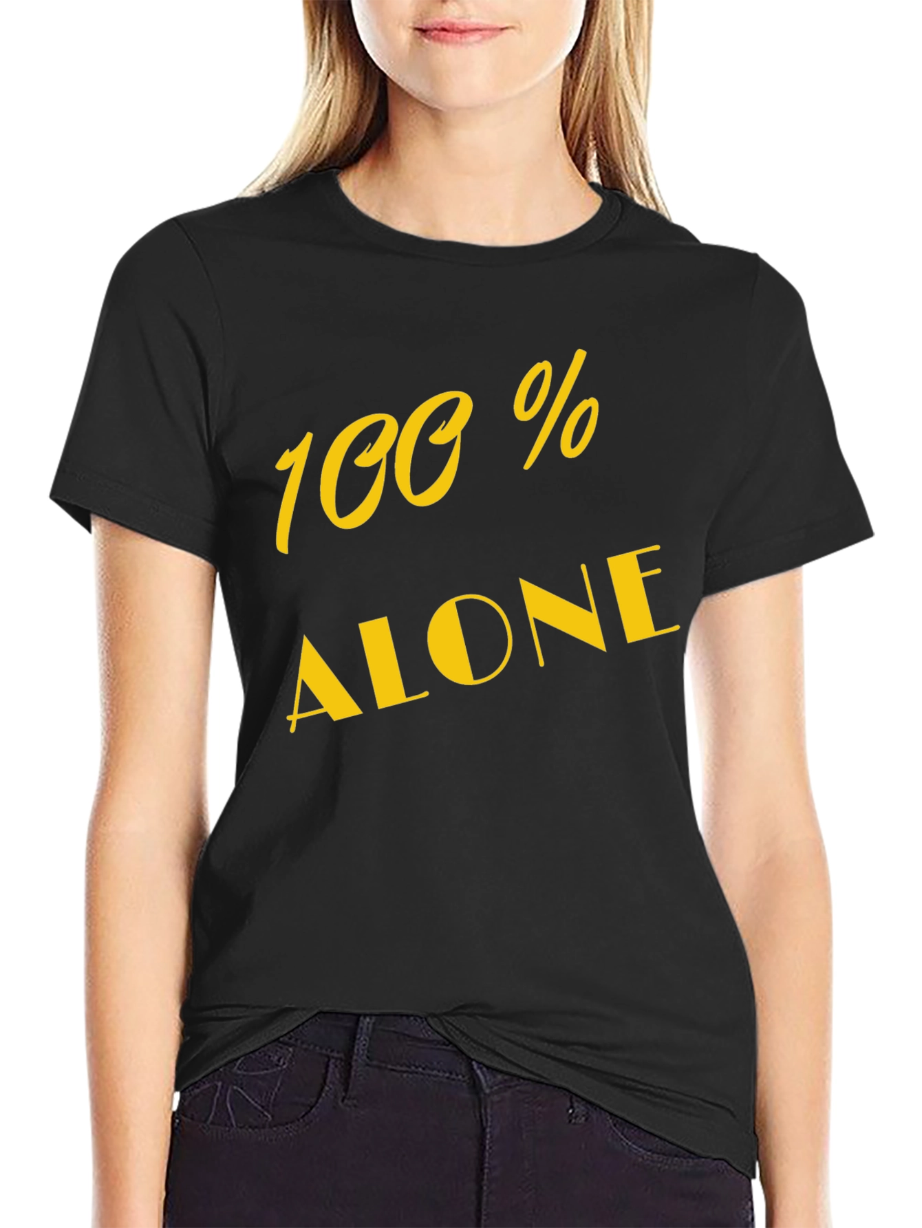100% Alone Black Graphic Tee