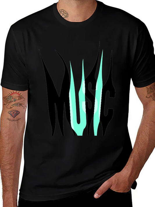 Music Graphic Print T-Shirt - Black