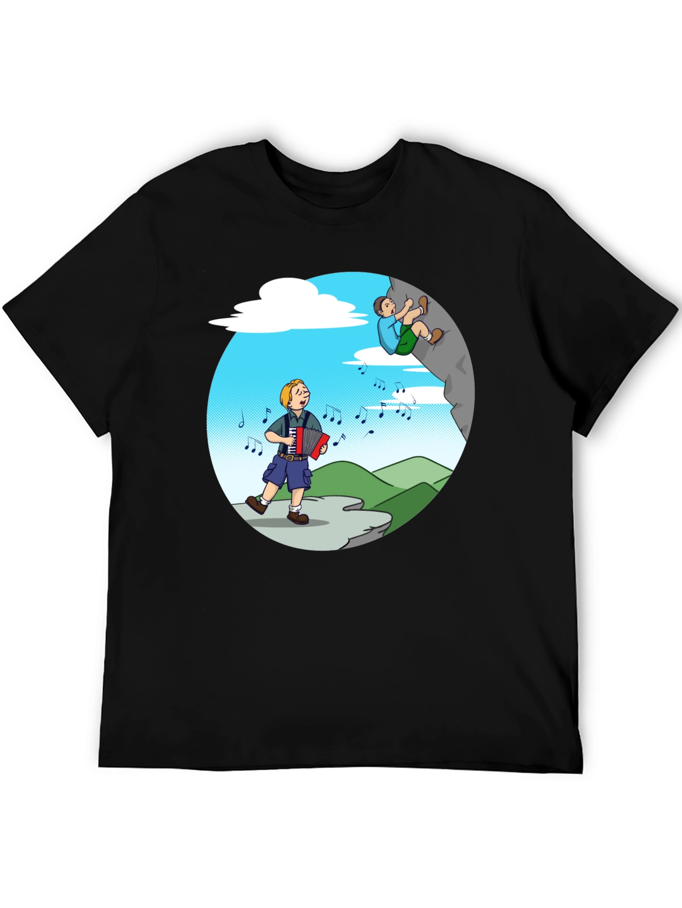 Music Lovers Climbing Tee - Adventure Cartoon Shirt