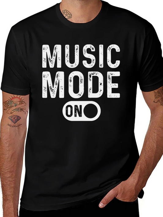 Music Mode ON Graphic Tee - Black