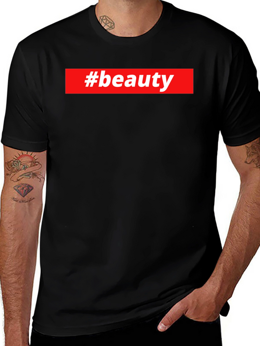 #beauty Graphic Tee - Stylish Black T-Shirt