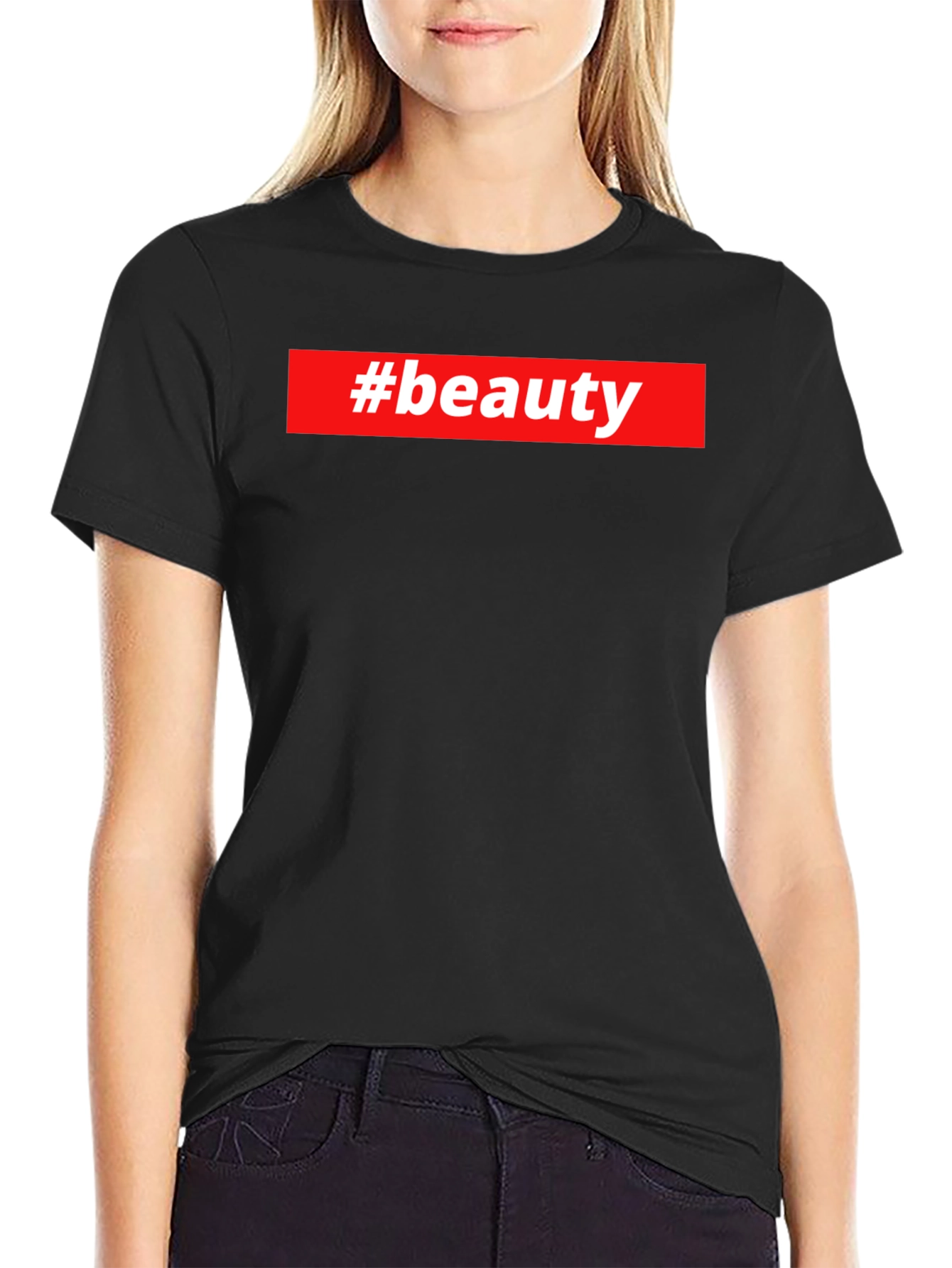 #beauty Graphic Tee - Stylish Black T-Shirt