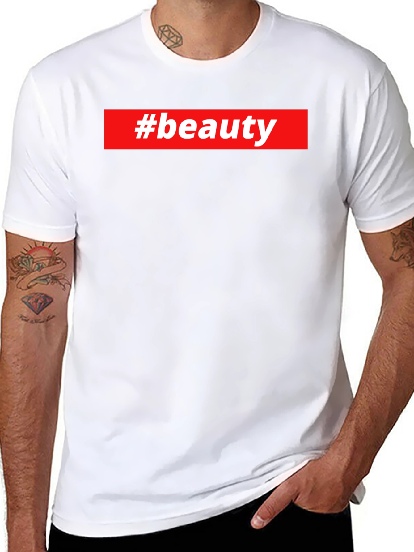 #beauty Graphic Tee - Stylish Black T-Shirt