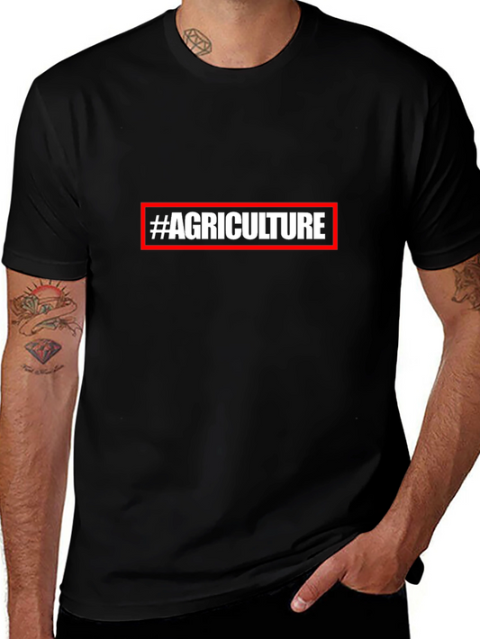 #Agriculture Black Cotton Blend Graphic Tee