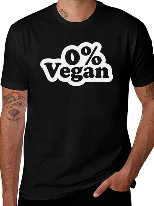0% Vegan Mens Black Graphic T-Shirt
