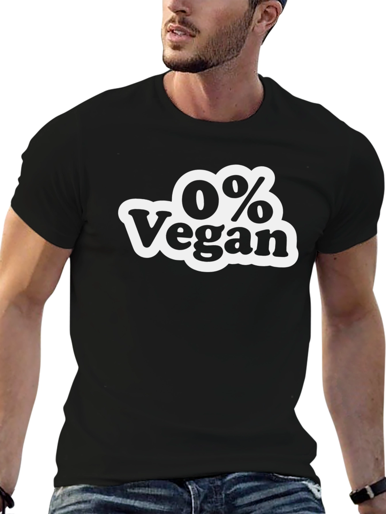 0% Vegan Mens Black Graphic T-Shirt