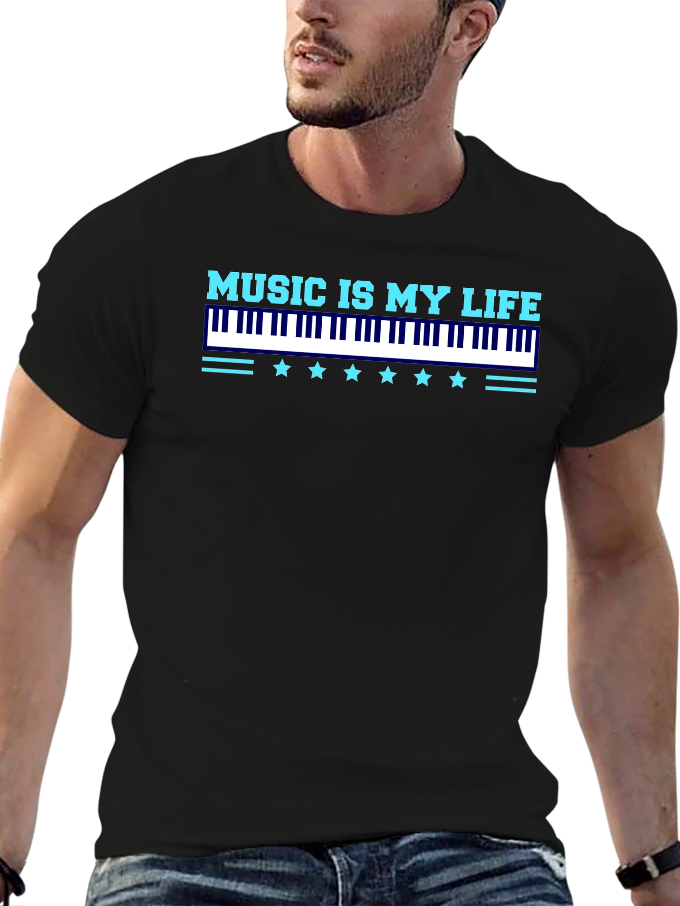Music Is My Life Black Graphic Tee