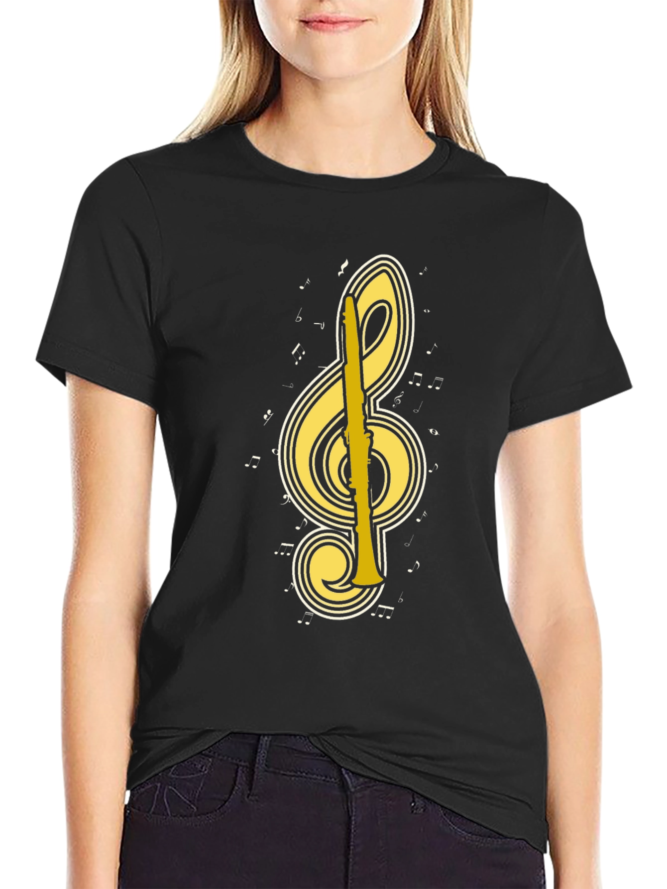 Music Lover T-Shirt: Treble Clef Clarinet Tee