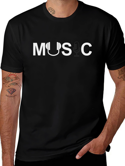 Music Headphone Graphic T-Shirt - Black