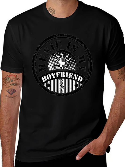 Music is My Boyfriend Black Graphic Tee