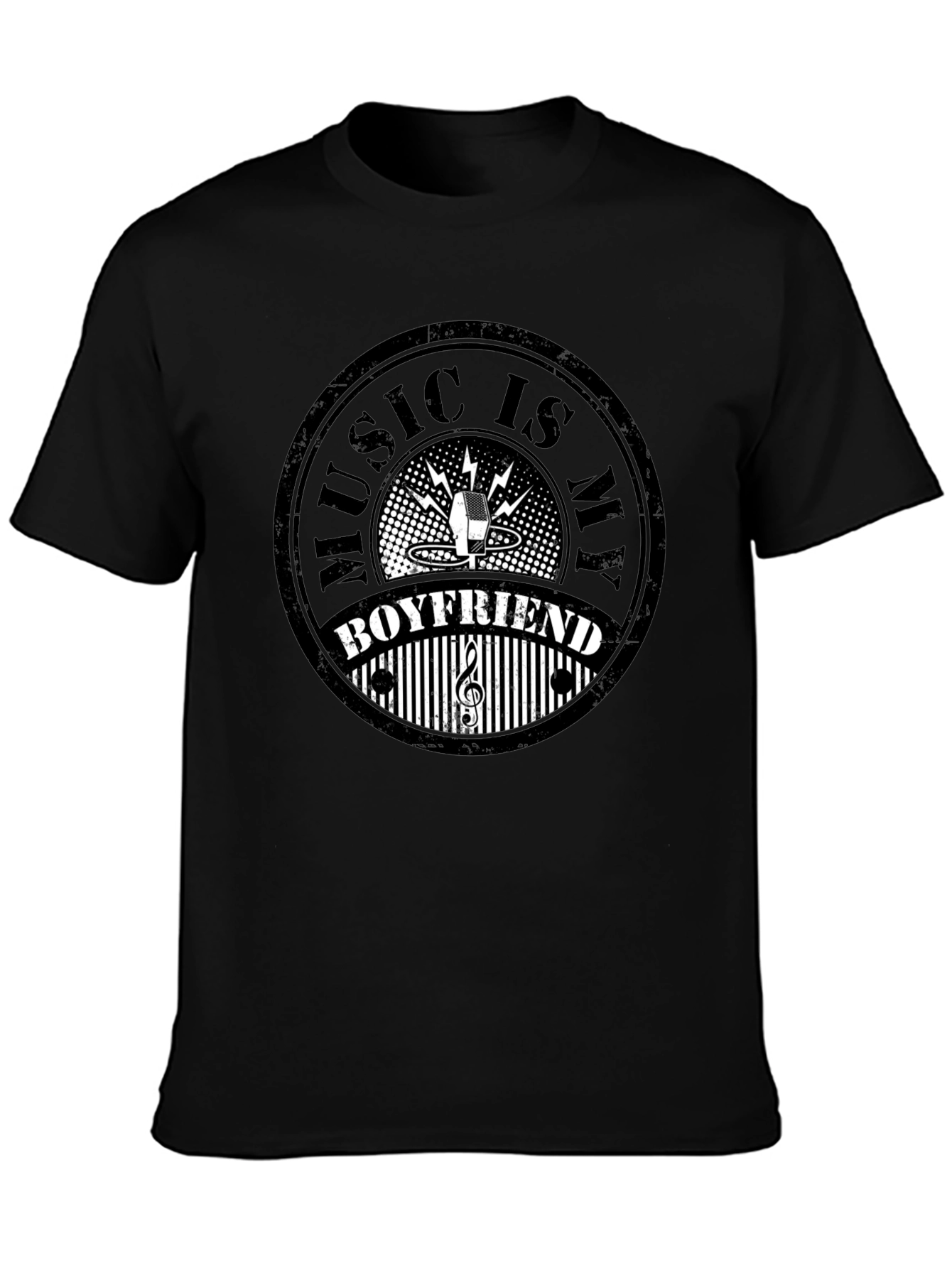 Music is My Boyfriend Black Graphic Tee
