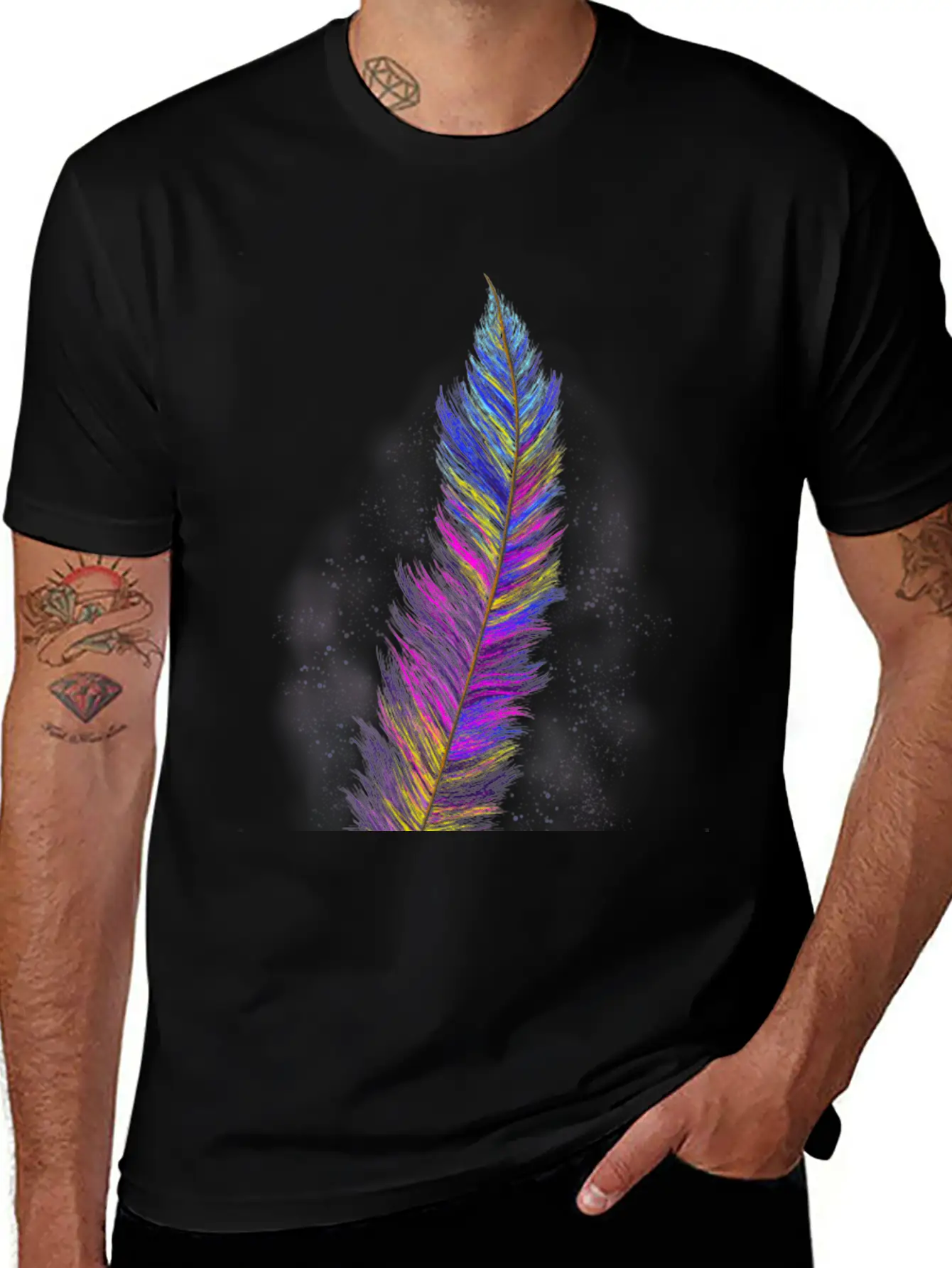 "Feather From Above" - Design Essential Cotton Tee For Daily Outfits – Unisex Style