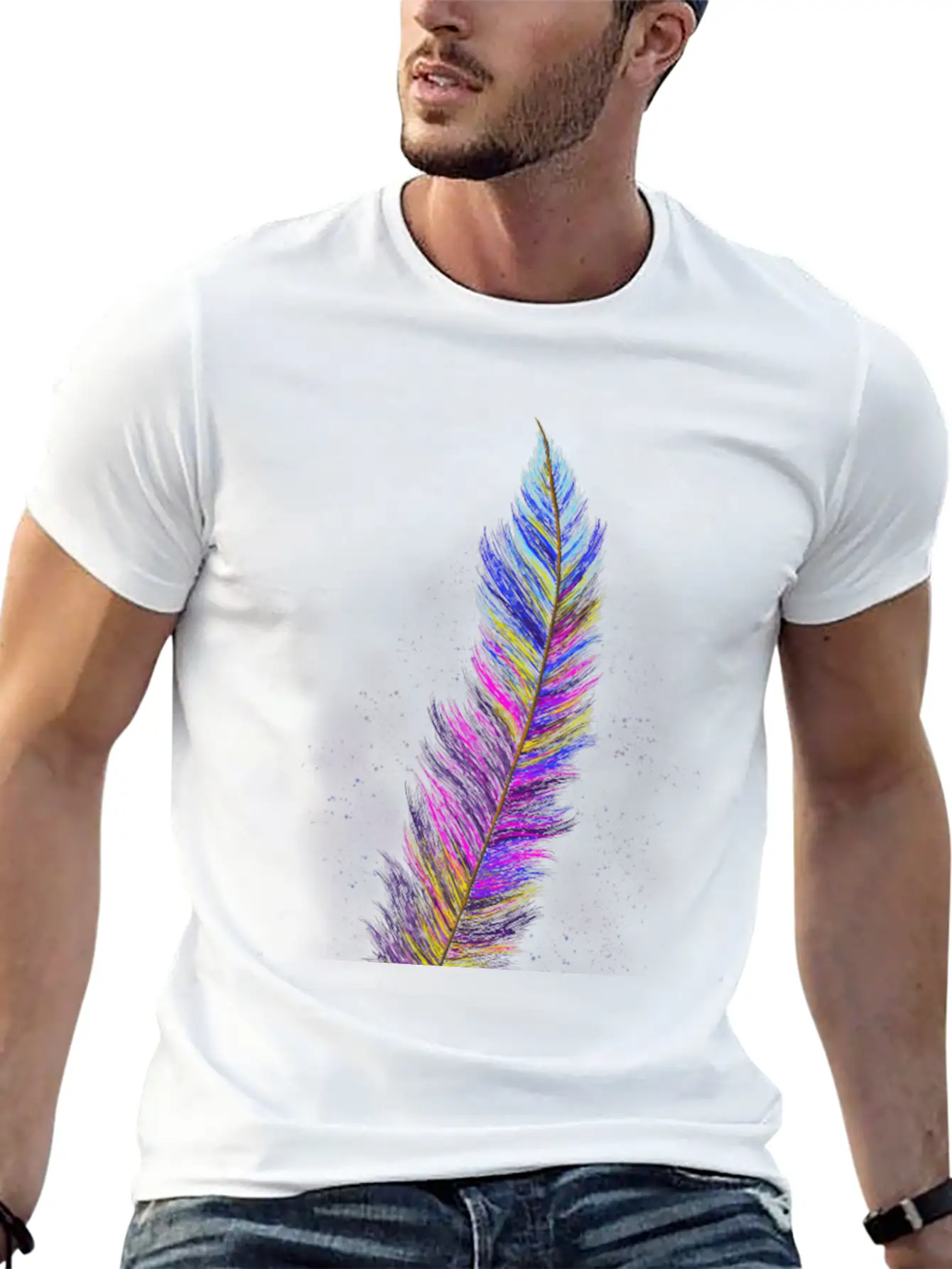 "Feather From Above" - Design Essential Cotton Tee For Daily Outfits – Unisex Style
