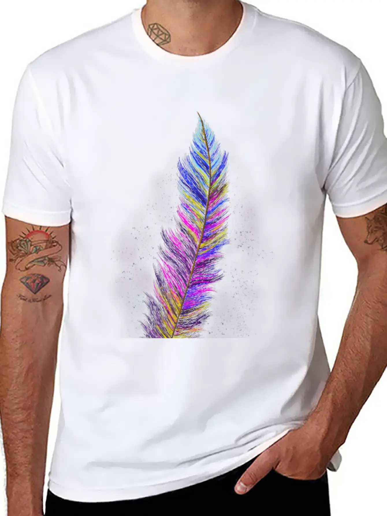 "Feather From Above" - Design Essential Cotton Tee For Daily Outfits – Unisex Style