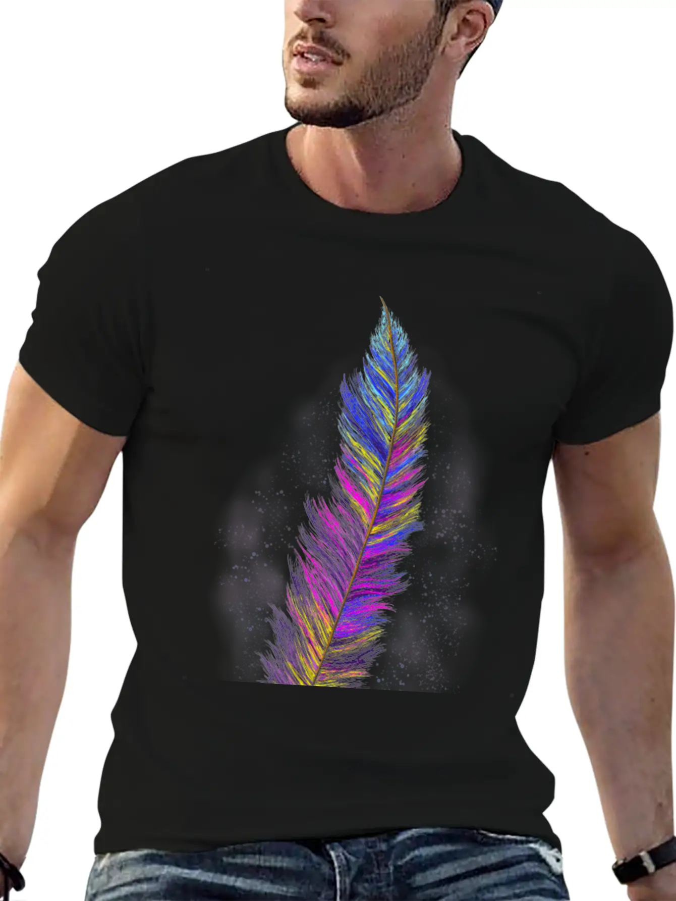 "Feather From Above" - Design Essential Cotton Tee For Daily Outfits – Unisex Style
