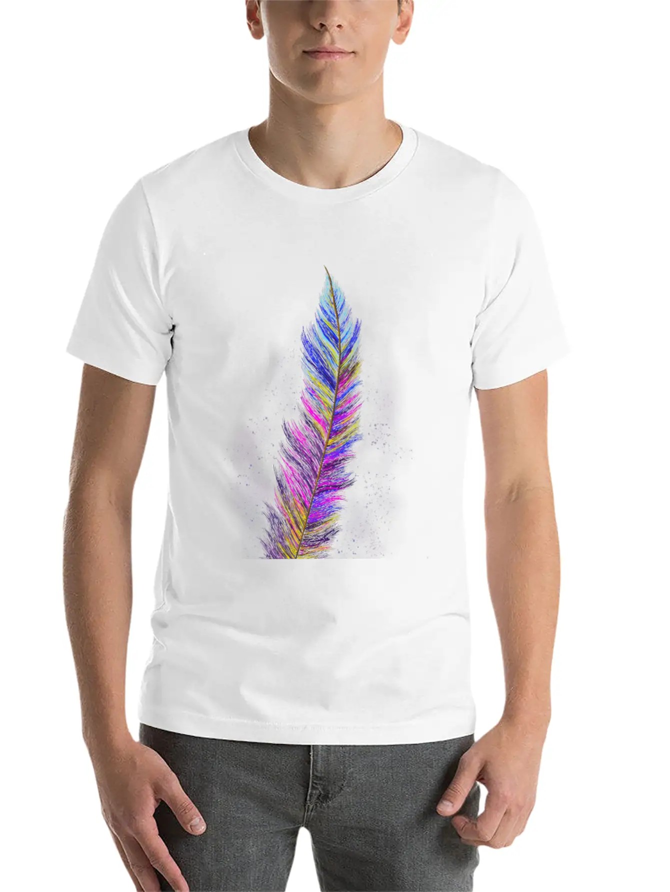 "Feather From Above" - Design Essential Cotton Tee For Daily Outfits – Unisex Style