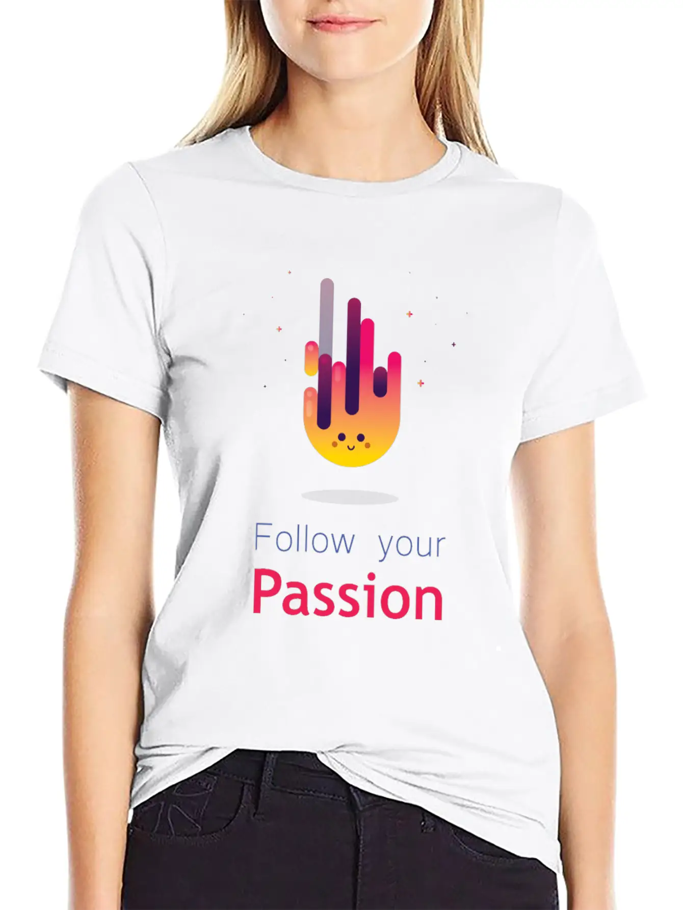"Follow Your Passion" Cute Fire Inspirational Essential Cotton Tee For Daily Outfits – Unisex Style