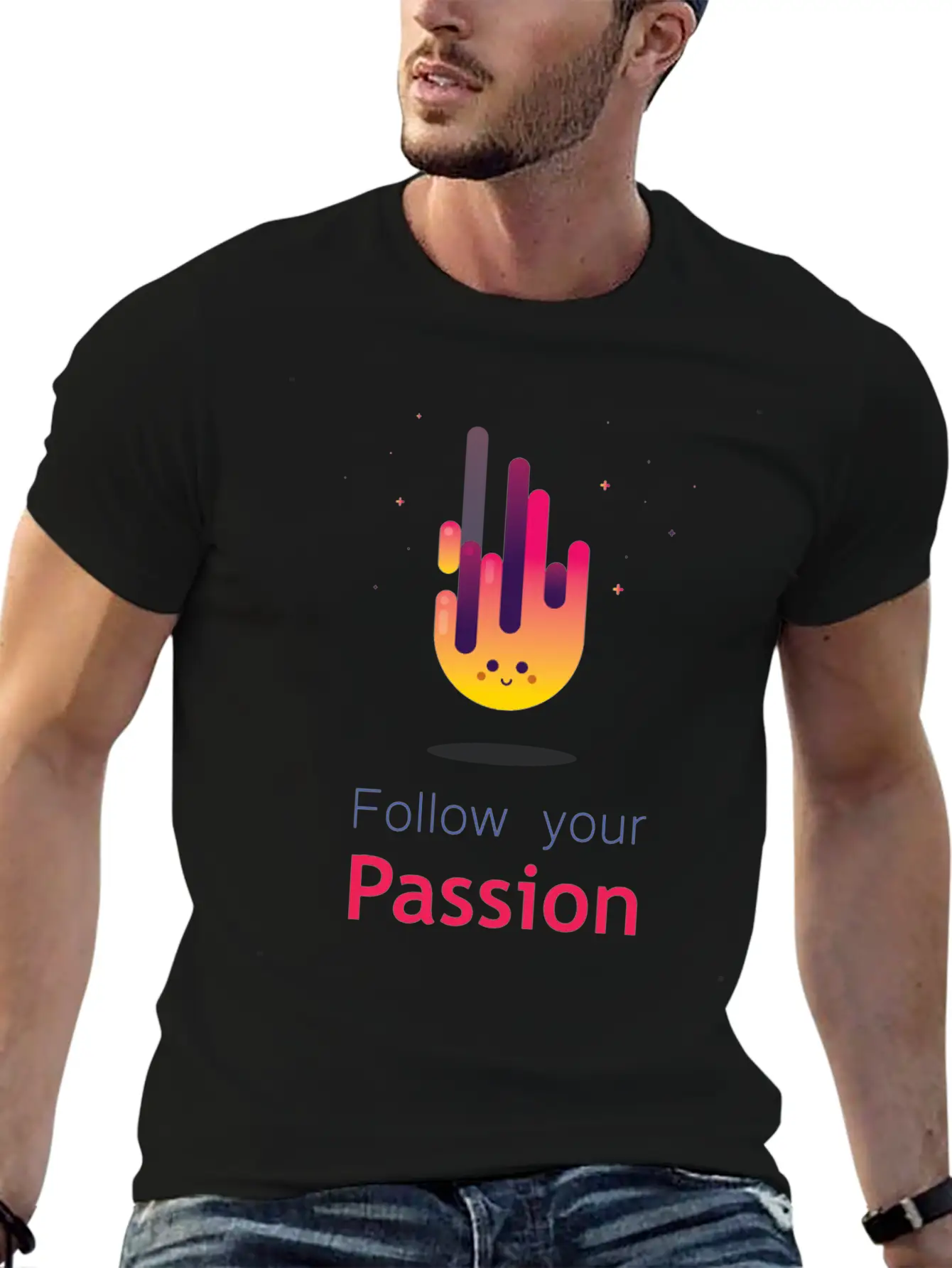 "Follow Your Passion" Cute Fire Inspirational Essential Cotton Tee For Daily Outfits – Unisex Style