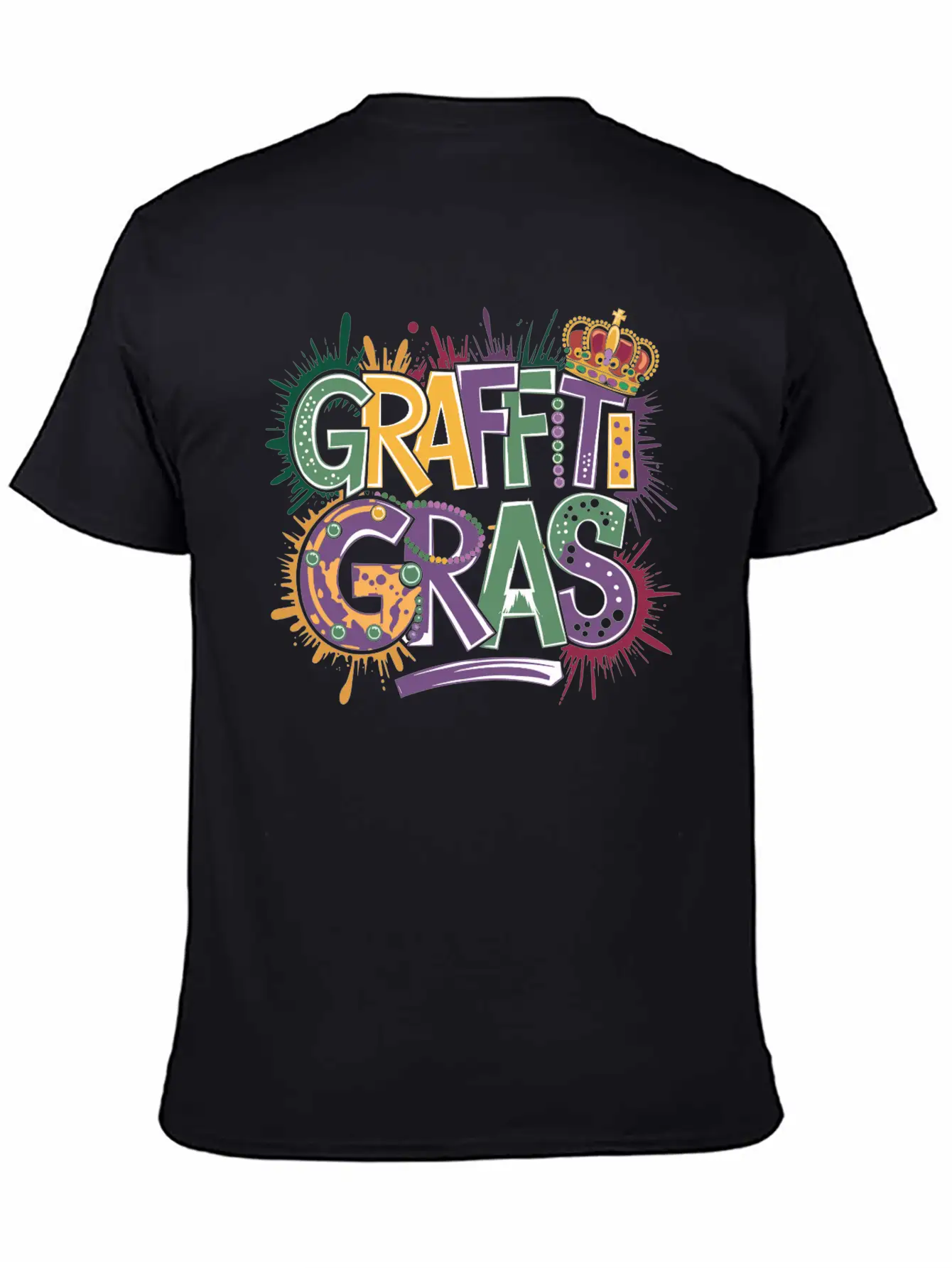 "Graffiti Gras" 🎭🎨 Classic Crew Neck Graphic Tee – Everyday Minimal Look