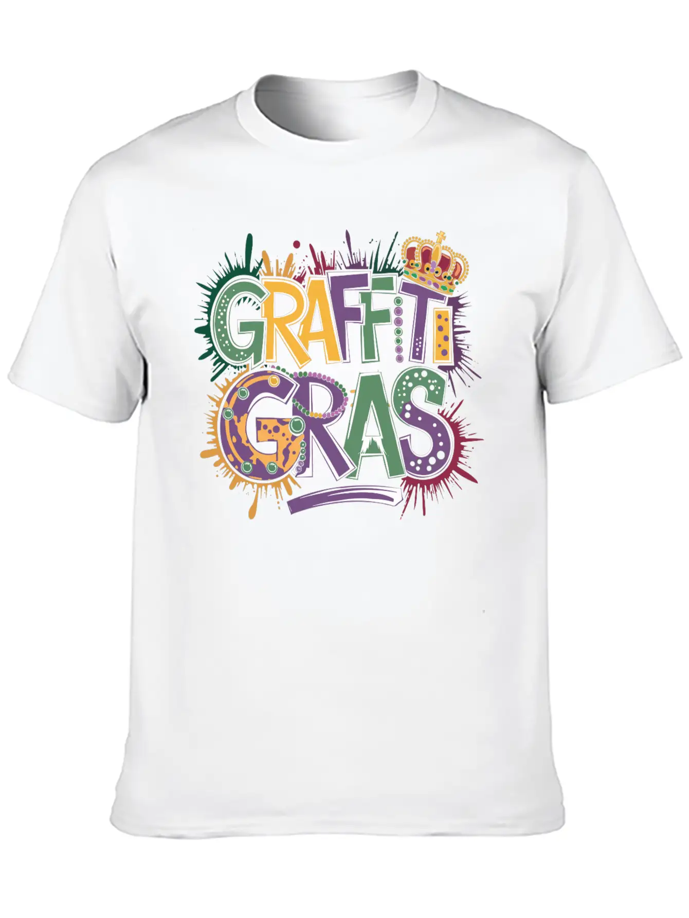 "Graffiti Gras" 🎭🎨 Classic Crew Neck Graphic Tee – Everyday Minimal Look