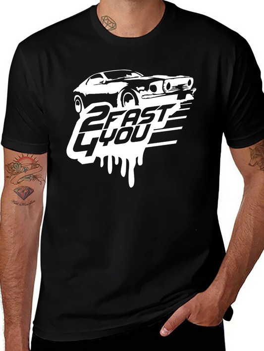 2 Fast 4 You Car Graphic T-Shirt - Black