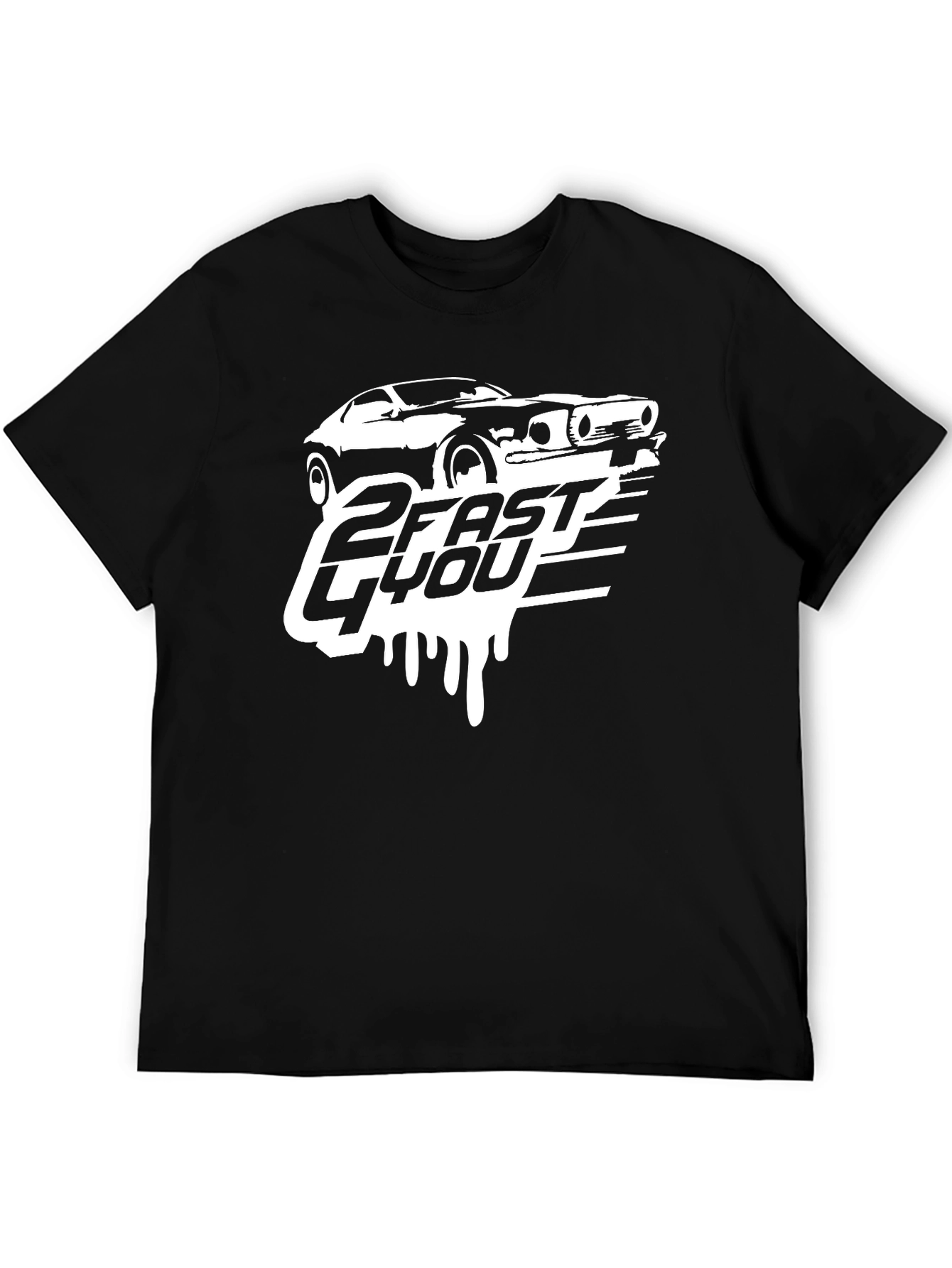 2 Fast 4 You Car Graphic T-Shirt - Black