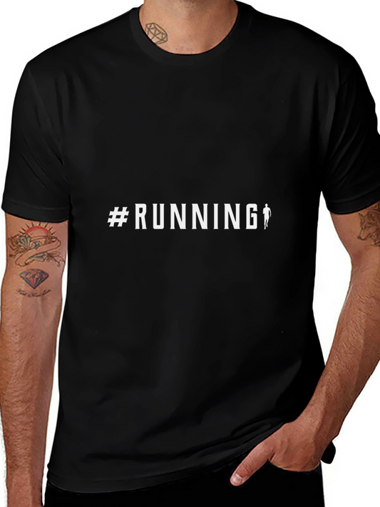#Running Graphic Tee - Black Cotton Casual Top