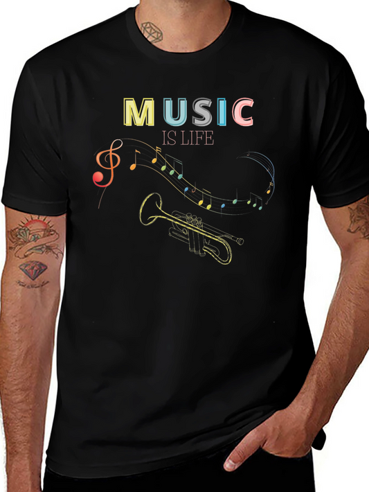 Music Is Life Graphic Tee - Black