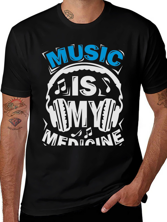 Music Is My Medicine T-Shirt - Black Cotton Tee