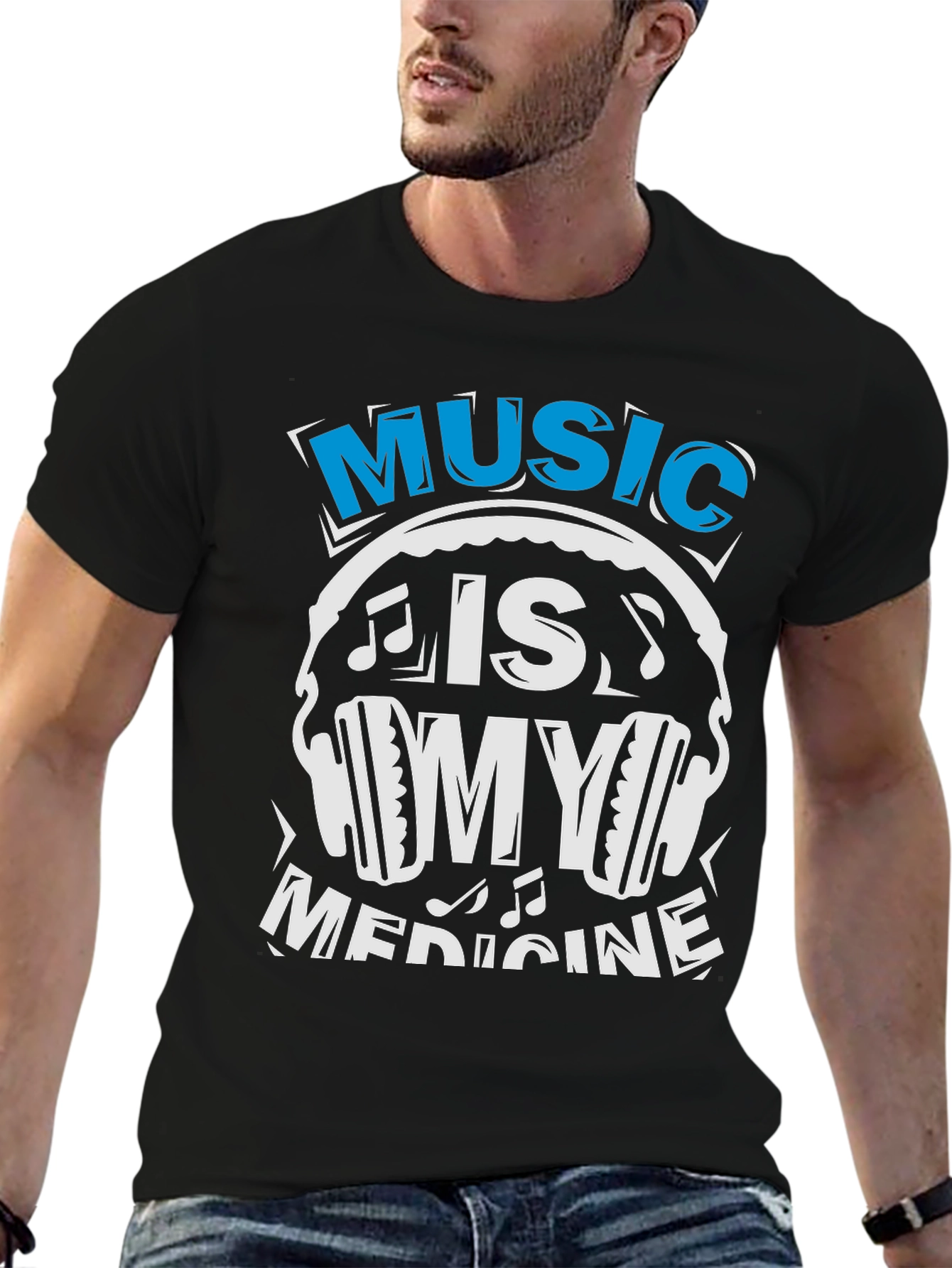 Music Is My Medicine T-Shirt - Black Cotton Tee