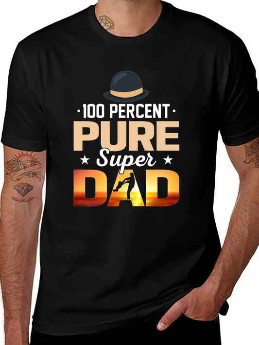 100% Pure Super Dad Black Graphic T-Shirt