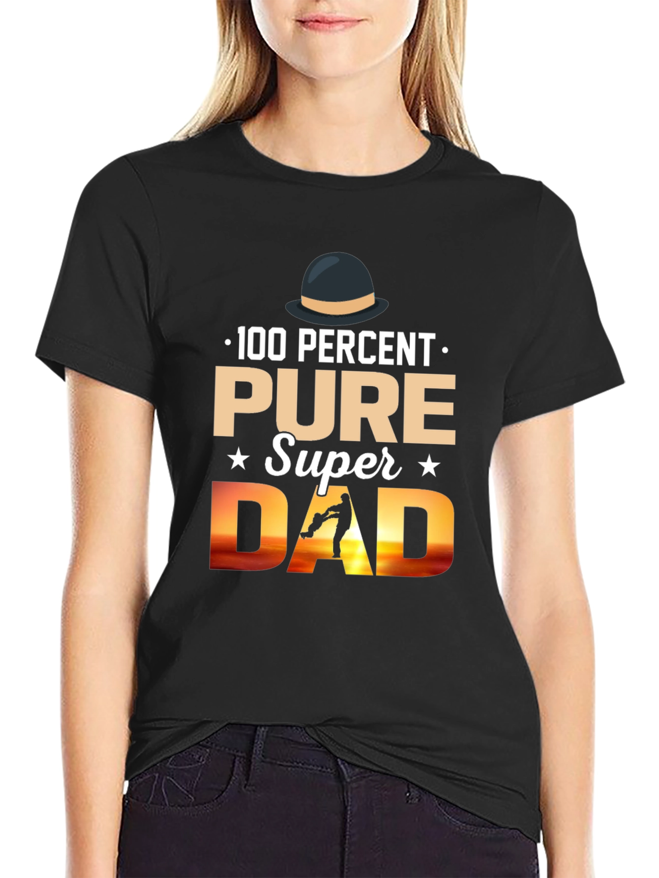 100% Pure Super Dad Black Graphic T-Shirt
