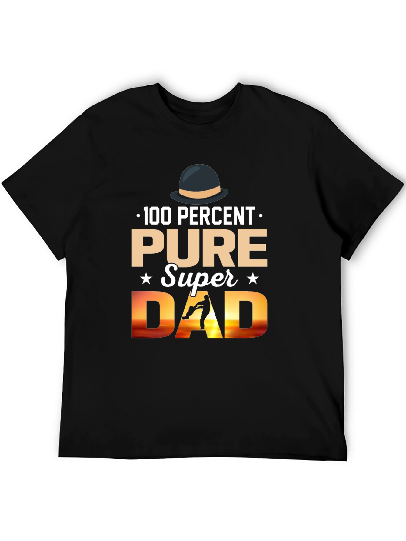 100% Pure Super Dad Black Graphic T-Shirt
