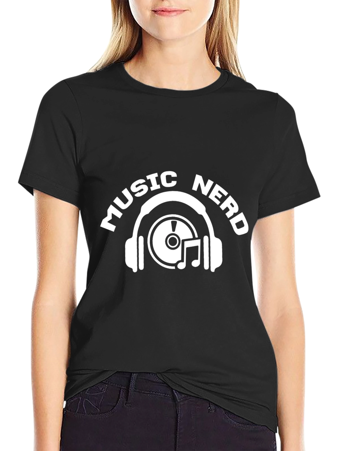 Music Nerd Graphic T-Shirt - Black