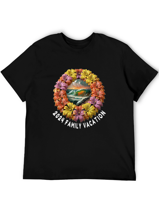 2024 Family Vacation Floral Wreath Tee